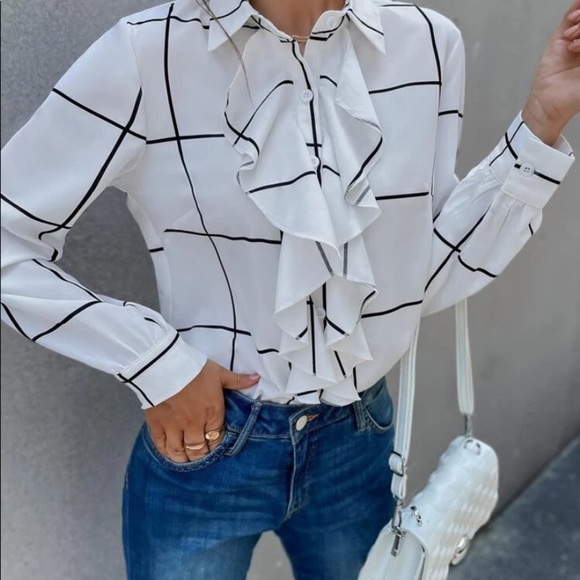 Delilah Wear Tops - Ruffle trim blouse